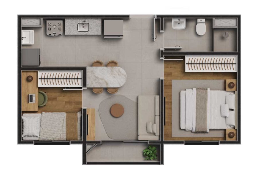 2 Dorms. - 36m²
